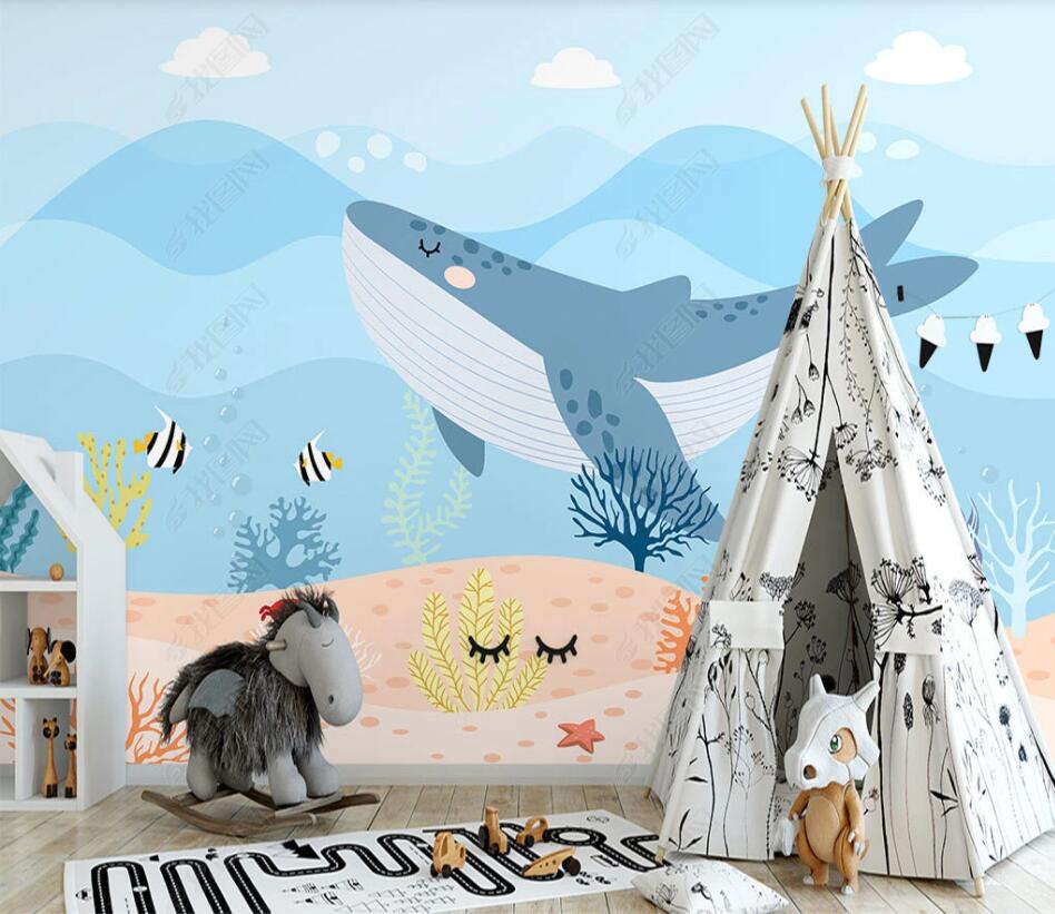 사용자 정의 벽지 만화 어린이 바다 세계 고래 배경 벽 - Planted Aquarium Wallpaper 리뷰 및 가격